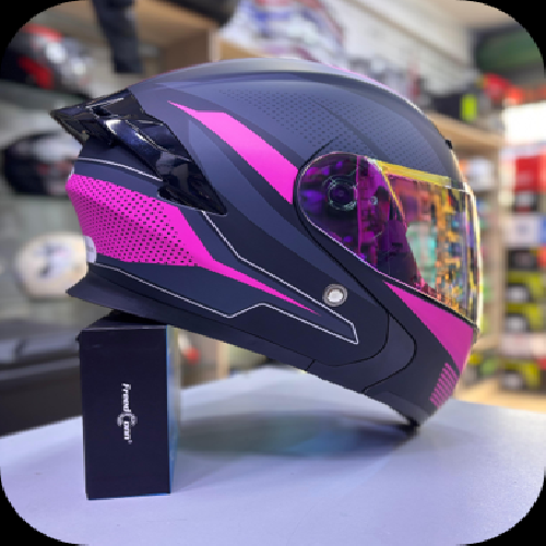 CASCO ABATIBLE LOGAN GRIS CON ROSA
