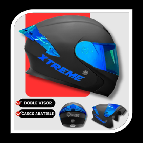 CASCO ABATIBLE XTREME NEGRO MATE ALERON AZUL  EXTEME