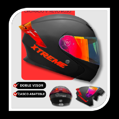 CASCO ABATIBLE XTREME BEGRO MATE ALERON ROJO  EXTEME