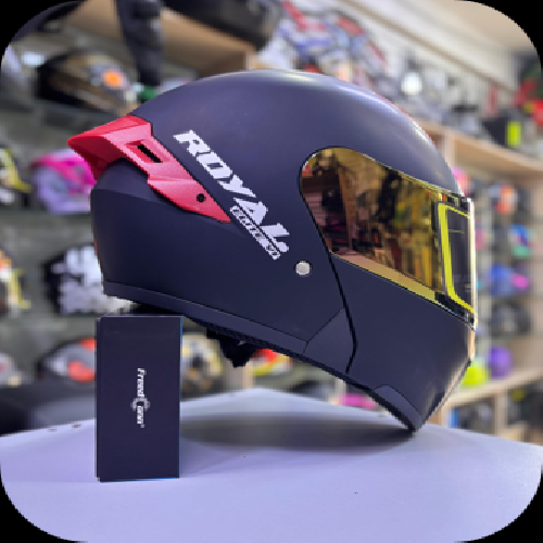 CASCO ABATIBLE ROYAL NEGRO MATE CON ALERON ROJO