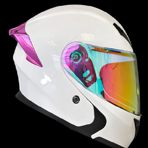 CASCO ABATIBLE XTREMEBLANCO BRILLANTE ALERON ROSA 